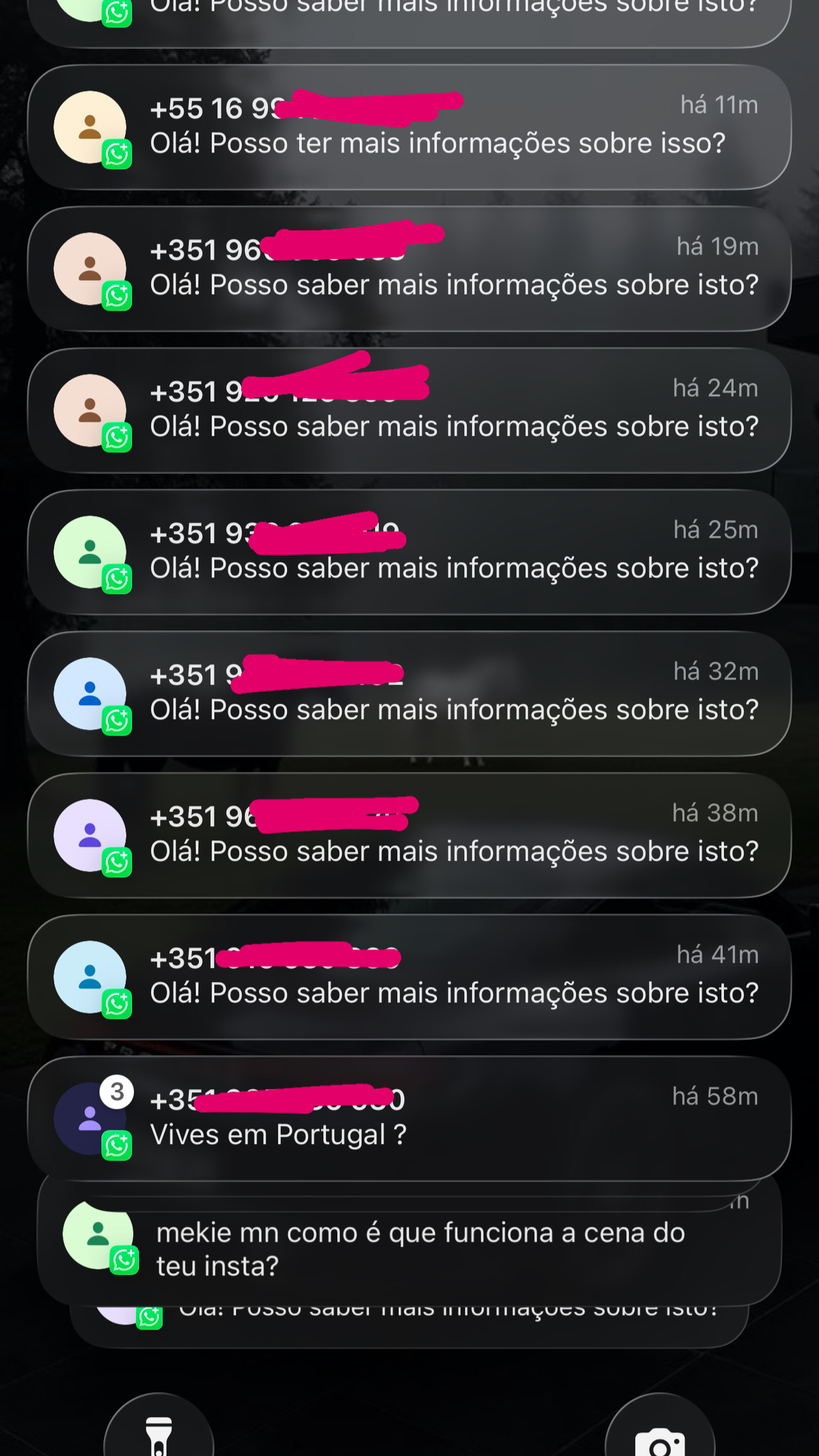 Captura de tela de conversa no WhatsApp com um lead interessado