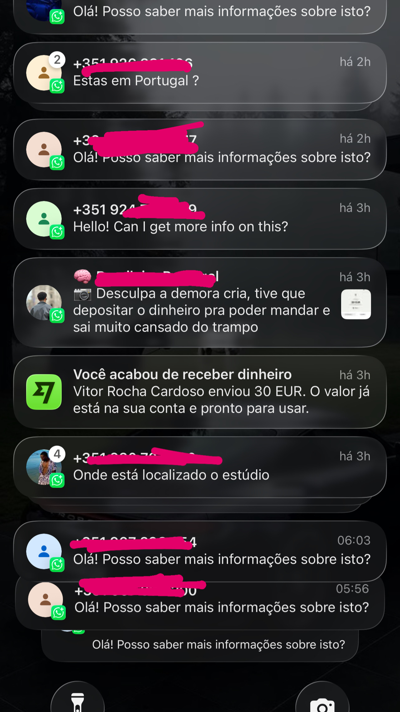 Captura de tela de conversa no WhatsApp com um lead interessado